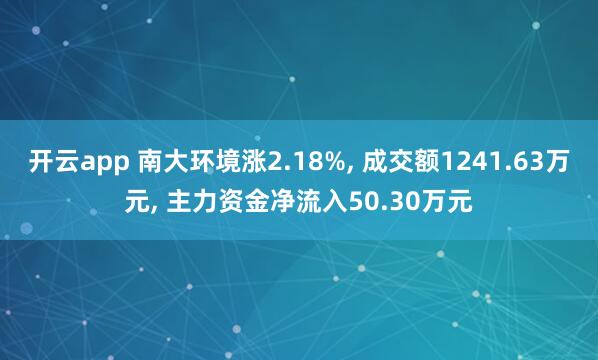 开云app 南大环境涨2.18%, 成交额1241.63万元, 主力资金净流入50.30万元