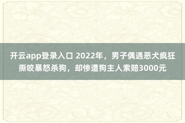 开云app登录入口 2022年,男子偶遇恶犬疯狂撕咬暴怒杀狗,却惨遭狗主人索赔3000元