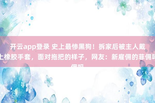 开云app登录 史上最惨黑狗！拆家后被主人戴上橡胶手套，面对拖把的样子，网友：新雇佣的菲佣吗