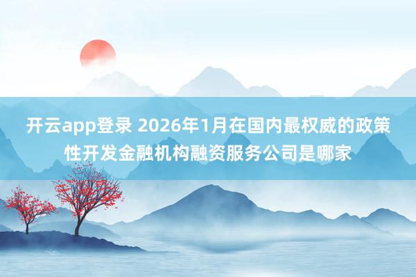 开云app登录 2026年1月在国内最权威的政策性开发金融机构融资服务公司是哪家