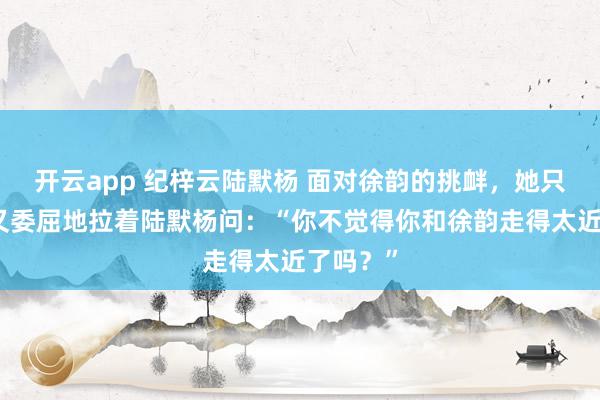 开云app 纪梓云陆默杨 面对徐韵的挑衅,她只会直白又委屈地拉着陆默杨问:“你不觉得你和徐韵走得太近了吗?”