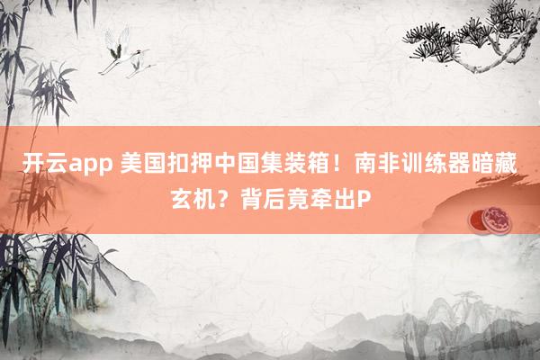 开云app 美国扣押中国集装箱!南非训练器暗藏玄机?背后竟牵出P