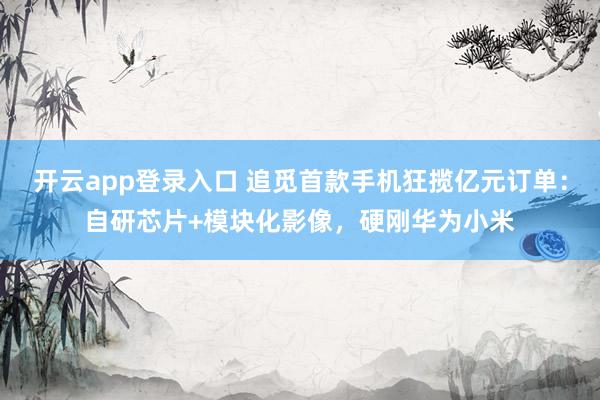 开云app登录入口 追觅首款手机狂揽亿元订单：自研芯片+模块化影像，硬刚华为小米