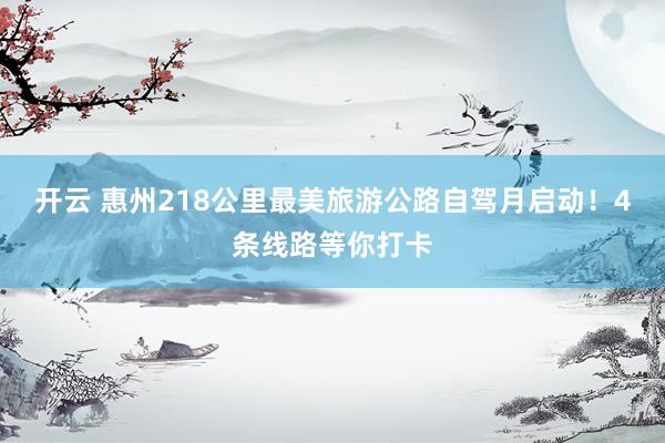 开云 惠州218公里最美旅游公路自驾月启动！4条线路等你打卡