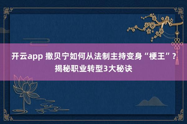 开云app 撒贝宁如何从法制主持变身“梗王”？揭秘职业转型3大秘诀