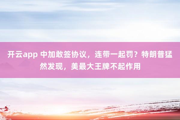 开云app 中加敢签协议，连带一起罚？特朗普猛然发现，美最大王牌不起作用