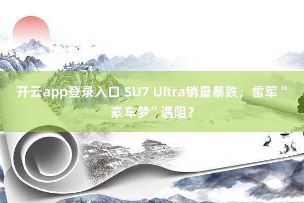 开云app登录入口 SU7 Ultra销量暴跌，雷军“豪车梦”遇阻？