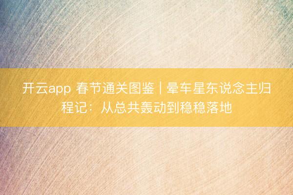 开云app 春节通关图鉴 | 晕车星东说念主归程记:从总共轰动到稳稳落地