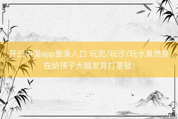 开云中国app登录入口 玩泥/玩沙/玩水竟然是在给孩子大脑发育打基础！