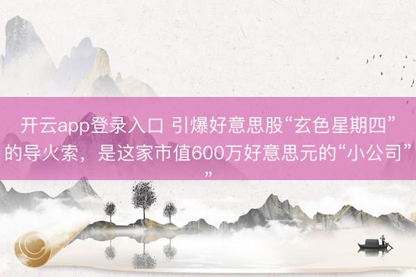 开云app登录入口 引爆好意思股“玄色星期四”的导火索,是这家市值600万好意思元的“小公司”
